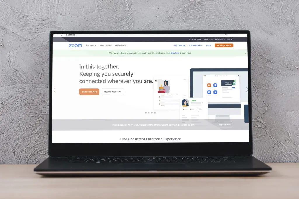Laptop Zoom website; brand messaging