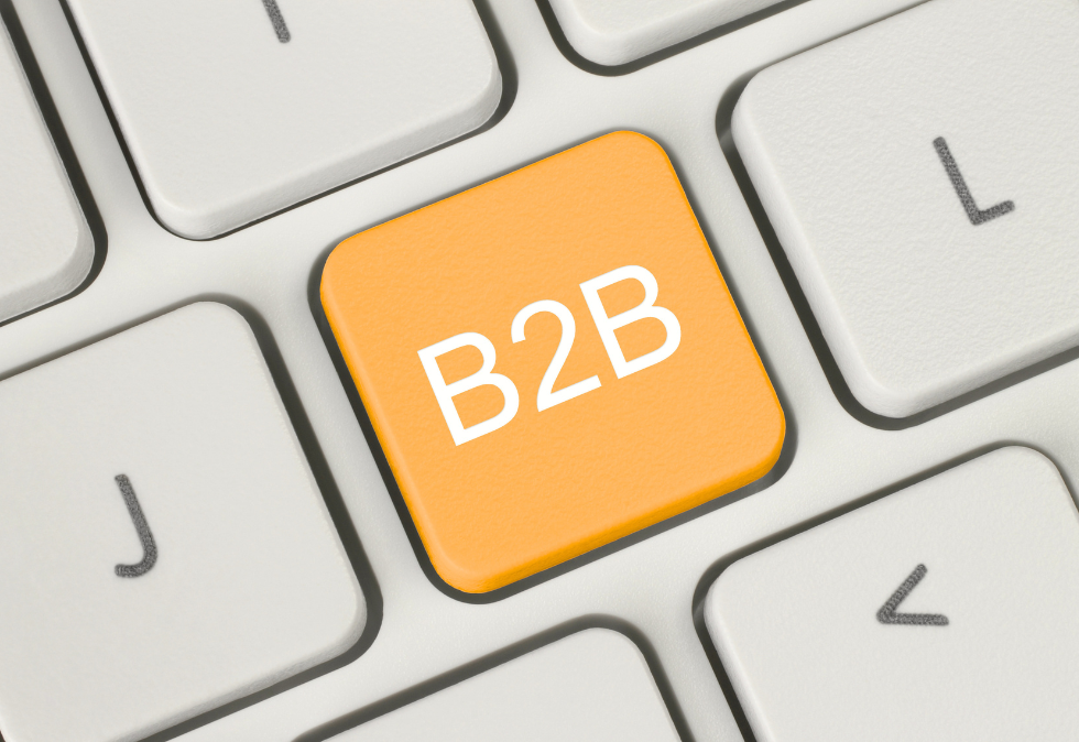 Savy-July-Blog-1 B2B button on keyboard for ablog about Why B2B Brands Need an AI-Powered Marketing Agency