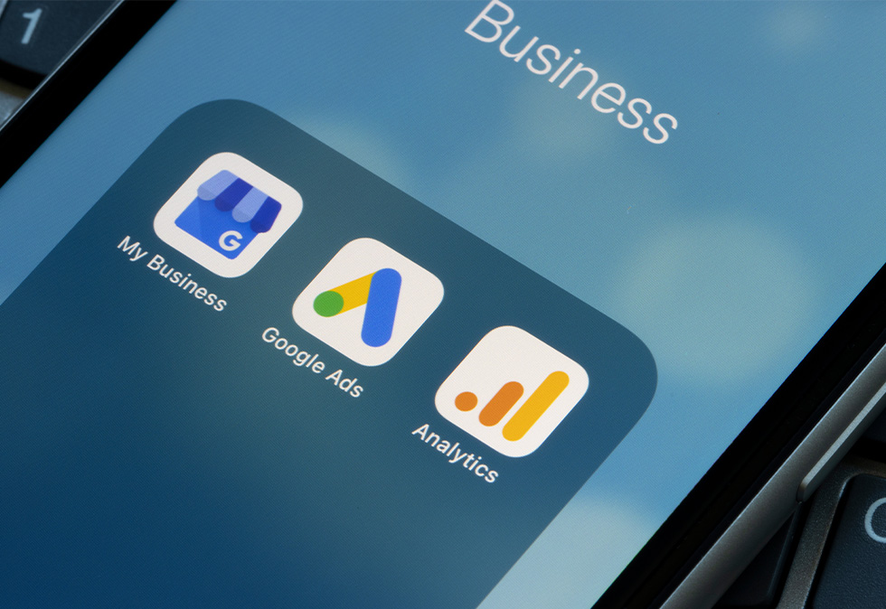Phone showing google apps for a blog showcasing savy as a ai powered marketing agency